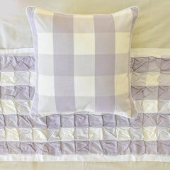 Lavender Plaid Knots - Cotton Lavender Decorative Bed Runner and Pillow Cover
