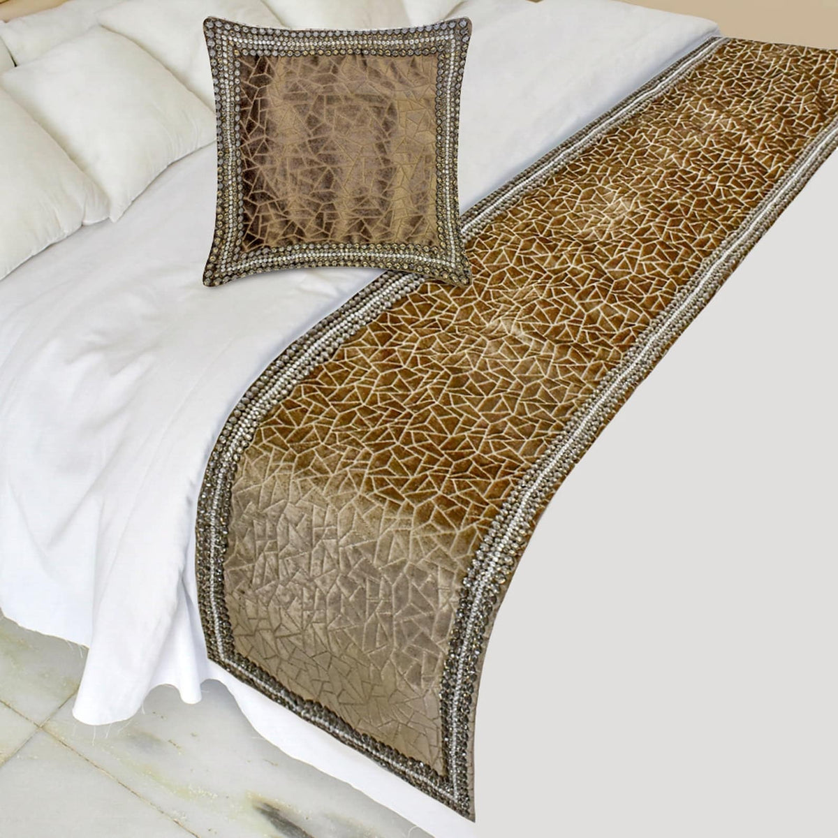 Velvet Fusion Decorative Bed Runner and Pillow Cover
