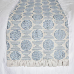 Ellara Blue - Linen Blue Decorative Bed Runner and Pillow Cover