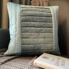 Darya - Sea Blue Velvet & Satin Throw Pillow Cover