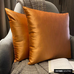 Orange Slub Satin - Orange Satin Throw Pillow Cover