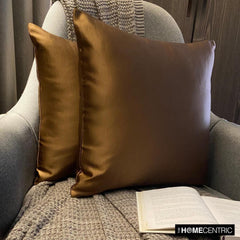 Brown Slub Satin - Brown Satin Throw Pillow Cover