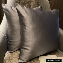 Silver Gray Slub Satin - Silver Satin Throw Pillow Cover