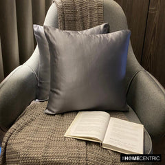 Silver Gray Slub Satin - Silver Satin Throw Pillow Cover