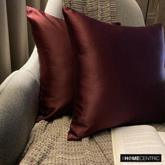 Wine Slub Satin - Wine & Purple Satin Throw Pillow Cover