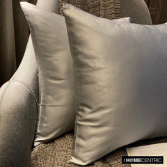 Light Gray Slub Satin - Light Gray Satin Throw Pillow Cover