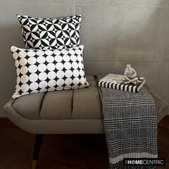 Black And White Cotton Throw Pillow Cover - Mono Illusion