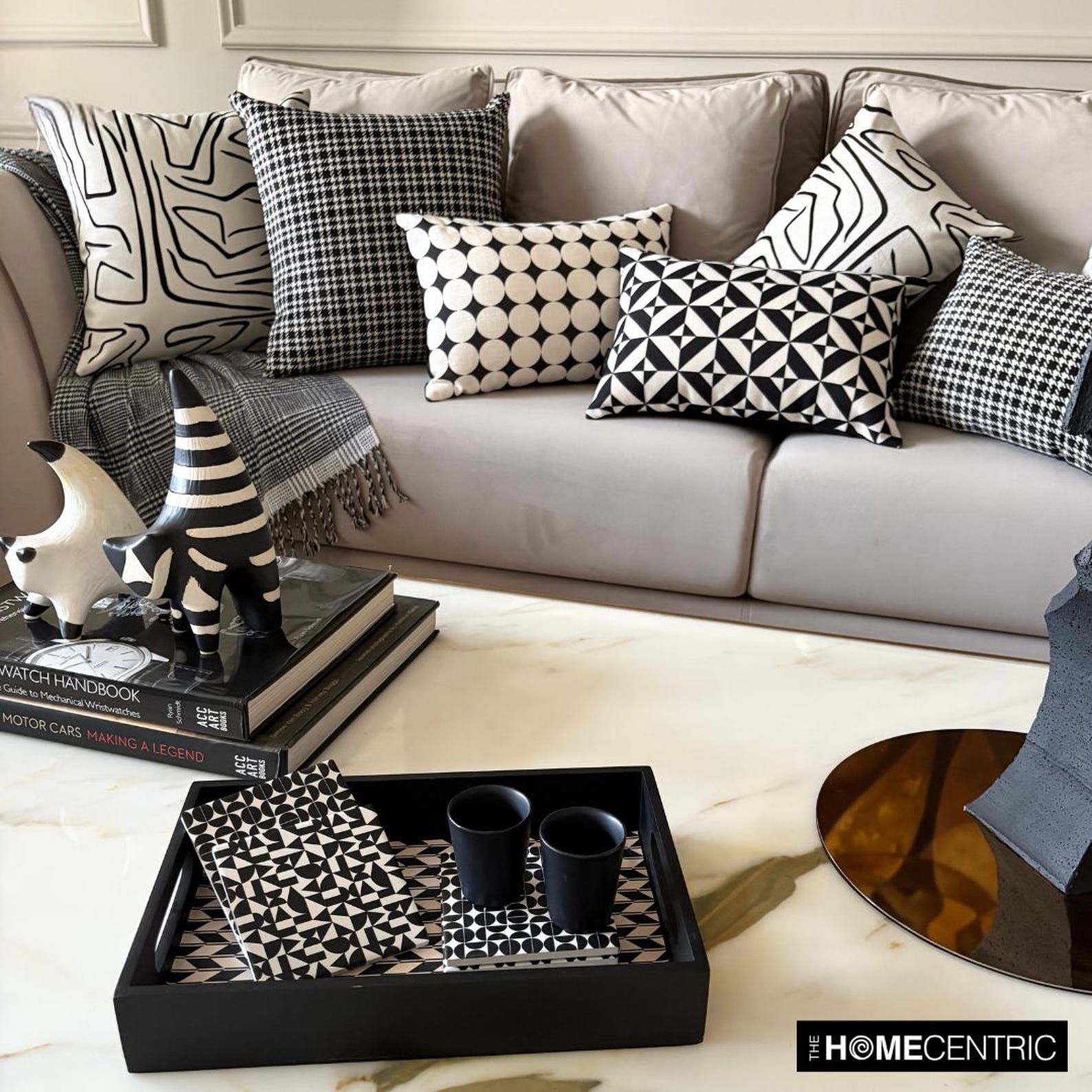 Mono Muse - Black And White Cotton Throw Pillow Cover