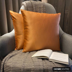 Orange Slub Satin - Orange Satin Throw Pillow Cover