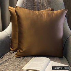 Brown Slub Satin - Brown Satin Throw Pillow Cover