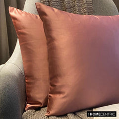 Pink Satin Throw Pillow Cover - Dusty Pink Slub Satin