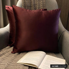 Wine Slub Satin - Wine & Purple Satin Throw Pillow Cover