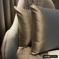 Taupe Gray Slub Satin - Taupe Satin Throw Pillow Cover