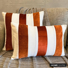 Velvet Band Orange - Orange Velvet & Linen Autumn  Throw Pillow Cover