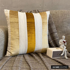 Velvet Band Gold - Gold Velvet & Linen Throw Pillow Cover