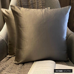 Taupe Gray Slub Satin - Taupe Satin Throw Pillow Cover