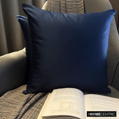 Navy Blue Slub Satin - Navy Blue Satin Throw Pillow Cover