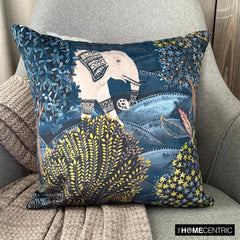 Trunk Tales - Blue Velvet Throw Pillow Cover