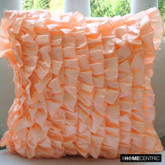 Vintage Peach Sorbet - Peach Satin Throw Pillow Cover