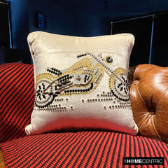 Crystal Motorbike - Ivory Velvet Decorative Euro Sham