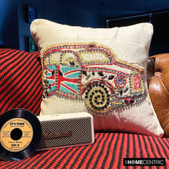 Vinatge Rider - Ecru Velvet Throw Pillow Cover
