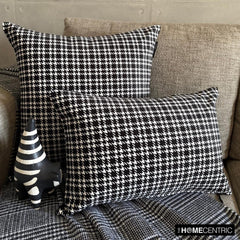 Black And White Cotton Throw Pillow Cover - Checkmate Hound