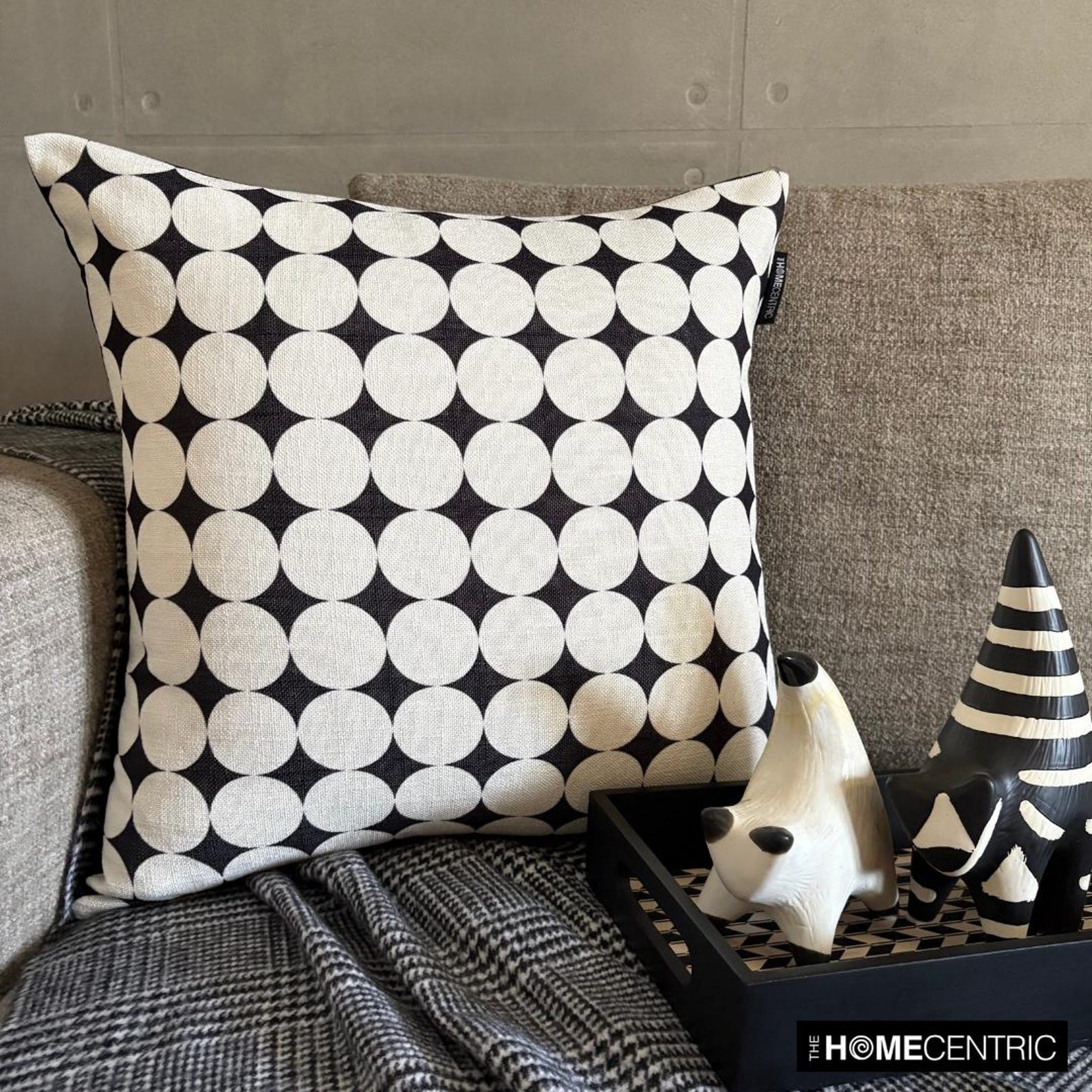 Mono Muse - Black And White Cotton Throw Pillow Cover