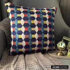 Blue Shapes - Blue Velvet Throw Pillow Cover