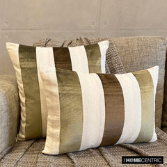 Velvet Band Earthy - Brown Velvet Throw Pillow Cover