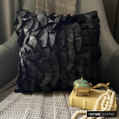 Vintage Black - Black Satin Decorative Euro Sham