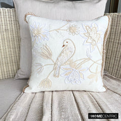 Ava White - White Cotton Linen Throw Pillow Cover