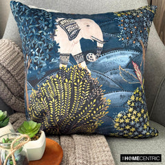 Trunk Tales - Blue Velvet Throw Pillow Cover