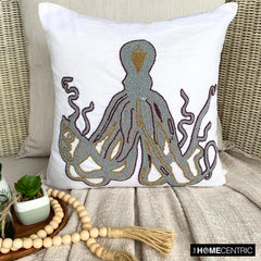 Grey Squid - Gray Cotton Linen Decorative Euro Sham
