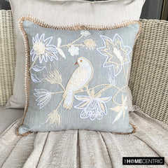 Ava Gray - Gray Cotton Linen Throw Pillow Cover