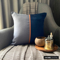 Cozy Cord Blue - Blue Corduroy & Linen Throw Pillow Cover