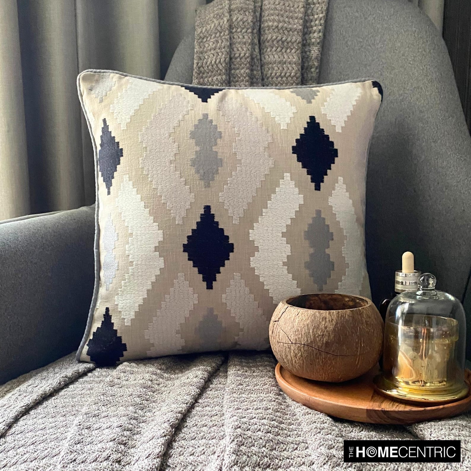 Paternella - Beige Cotton Throw Pillow Cover