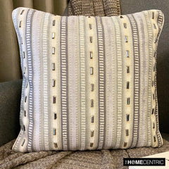 Stripe Dream - Grey Velvet Throw Pillow Cover