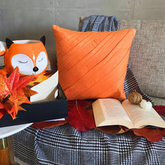 Contemporary Orange - Orange Faux Suede Throw Pillow Cover