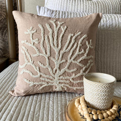 Sea Shrub - Mocha Cotton Linen Decorative Euro Sham