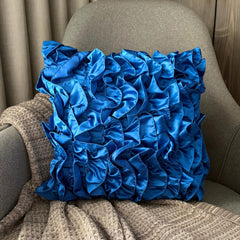 Vintage Blues - Blue Satin Throw Pillow Cover