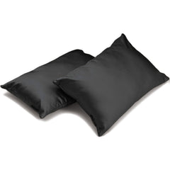 Charcoal Gray Satin Lumbar Pillow Cover Pack of 2 - Charcoal Slub Satin