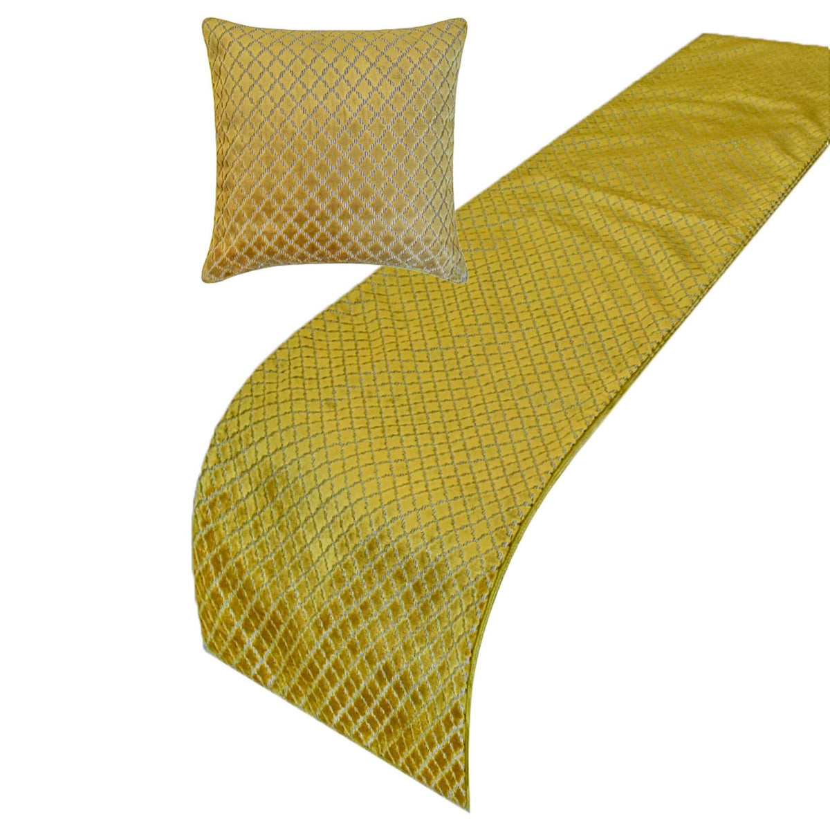 Geolux Legacy Chartreuse - Velvet Chartreuse Decorative Bed Runner and Pillow Cover