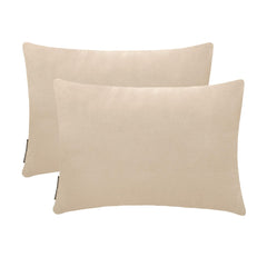 Ecru Cream Velvet Lumbar Pillow Cover Pack of 2 - Ecru Cream Velvet Dream