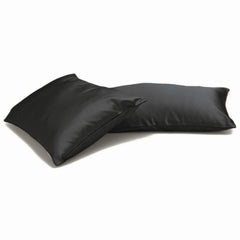 Charcoal Gray Satin Lumbar Pillow Cover Pack of 2 - Charcoal Slub Satin