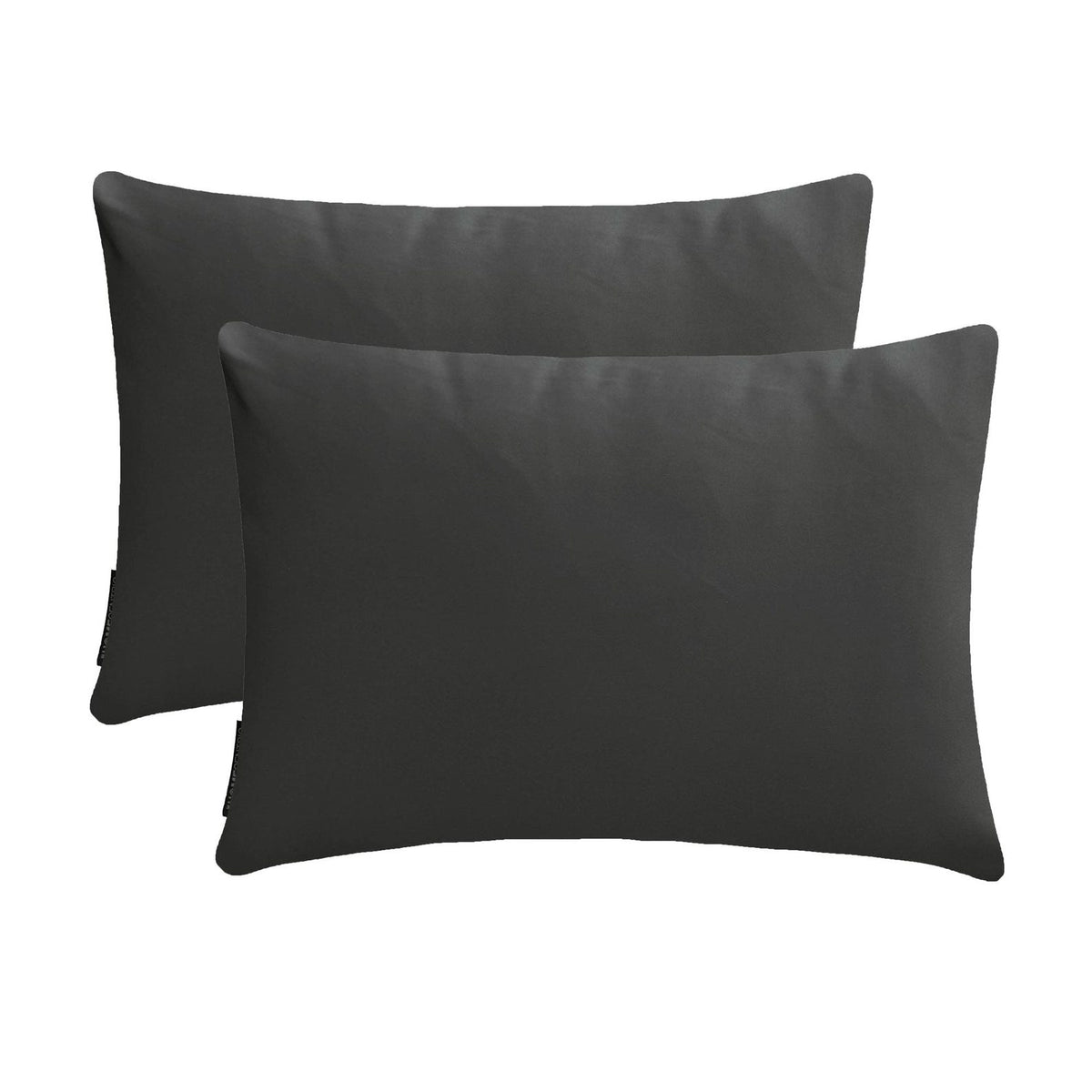 Charcoal Slub Satin Lumbar Pillow Cover