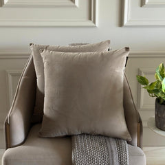 Taupe Plain Velvet Throw Pillow Cover - Taupe Velvet