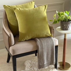 Chartreuse Plain Velvet Throw Pillow Cover - Chartreuse Velvet