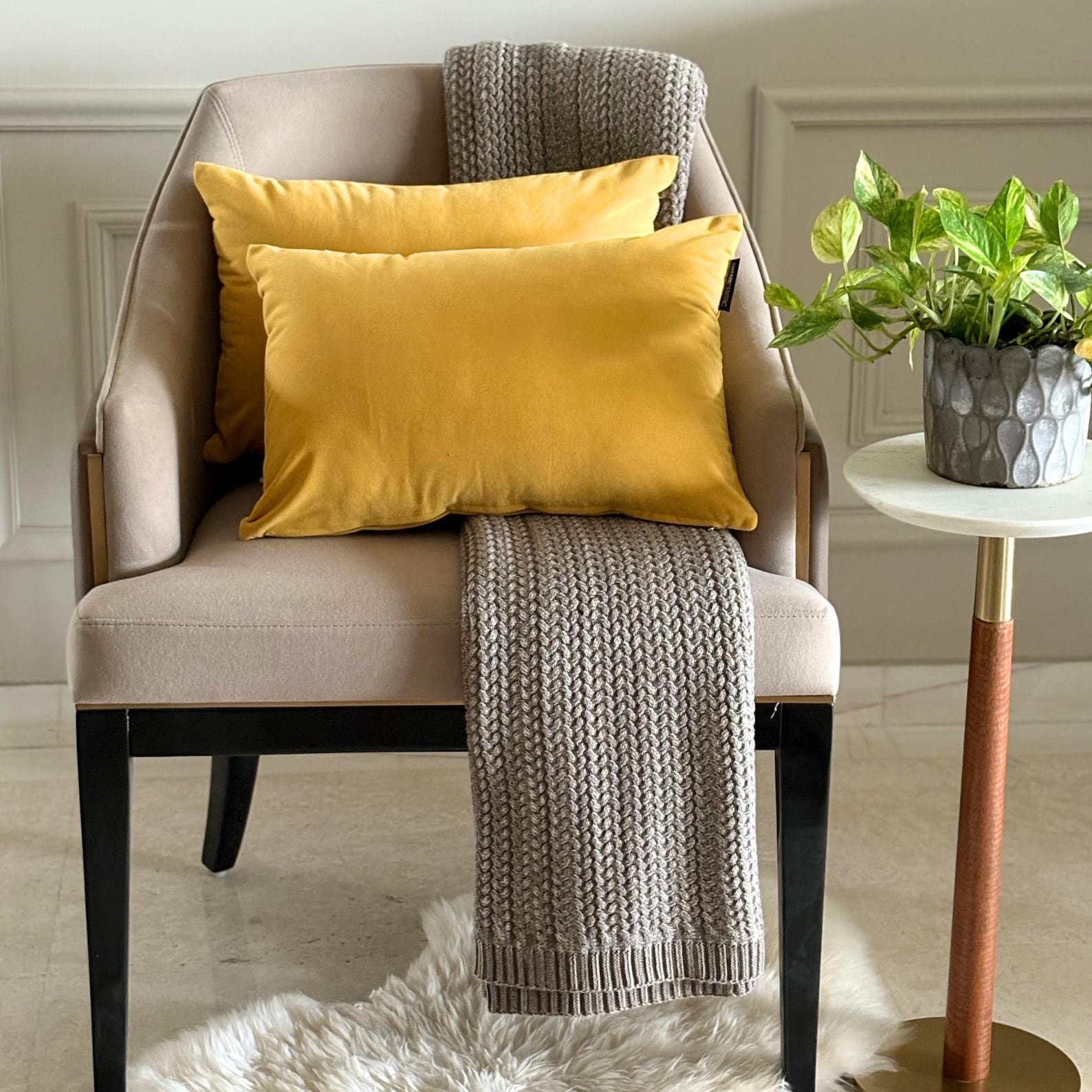 Mustard Velvet Dream Lumbar Pillow Cover
