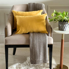 Mustard Velvet Dream Lumbar Pillow Cover