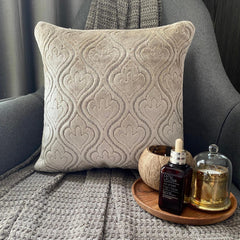 Velvet Majestic Pearl - Beige Velvet Throw Pillow Cover